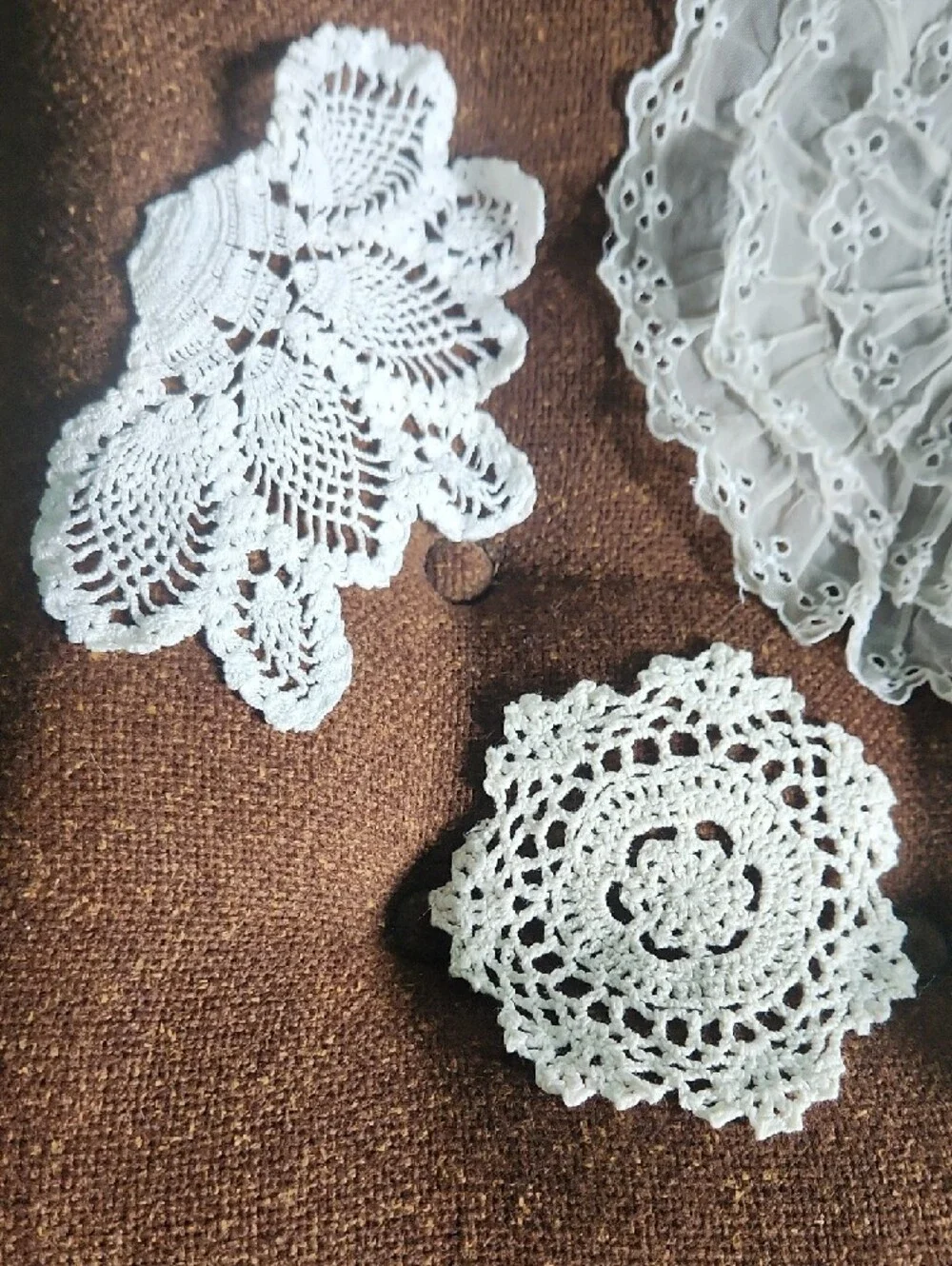 Vintage White Lace & Crochet Doily Set - 6 Pieces